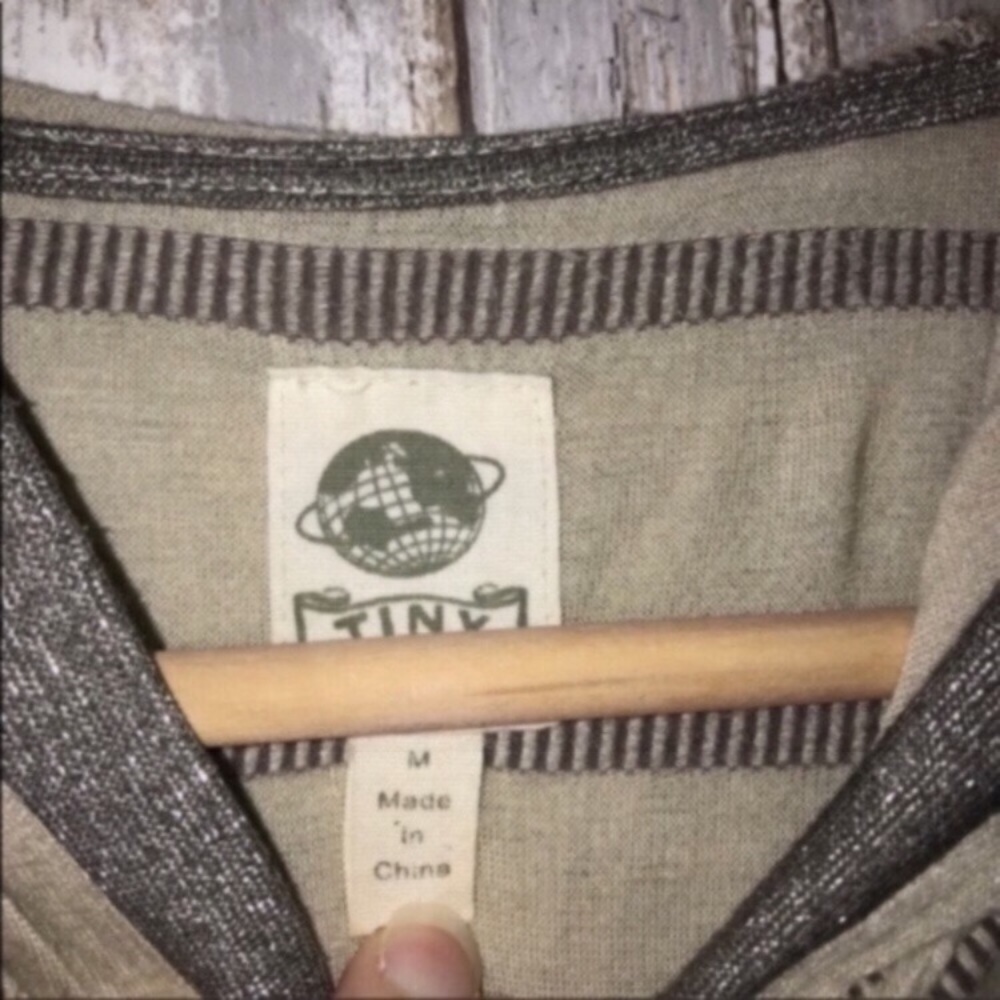 Anthropologie Tiny Banded Cirrus Hoodie Knit Jacket Cream Gray Medium - Picture 3 of 7